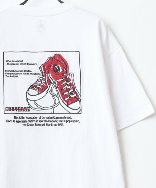 CONVERSE/(M)ビッグシルエット 刺繍 スニーカー Tシャツ